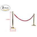 Round Top Polished Brass Stanchion Queue Barrier Crowd Control Barrier Stanchion,2 pack(without rope)